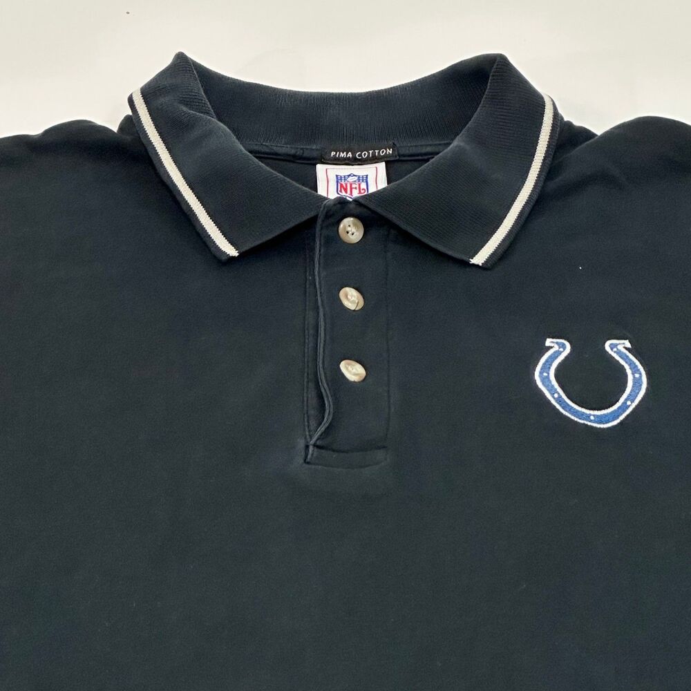 NFL Men's Polo‎ Shirt Black Pima Cotton Colts Logo Size XL
